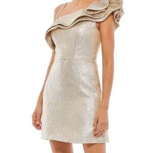 Ieena for Mac Dugga One-Shoulder Gold Dress size 0